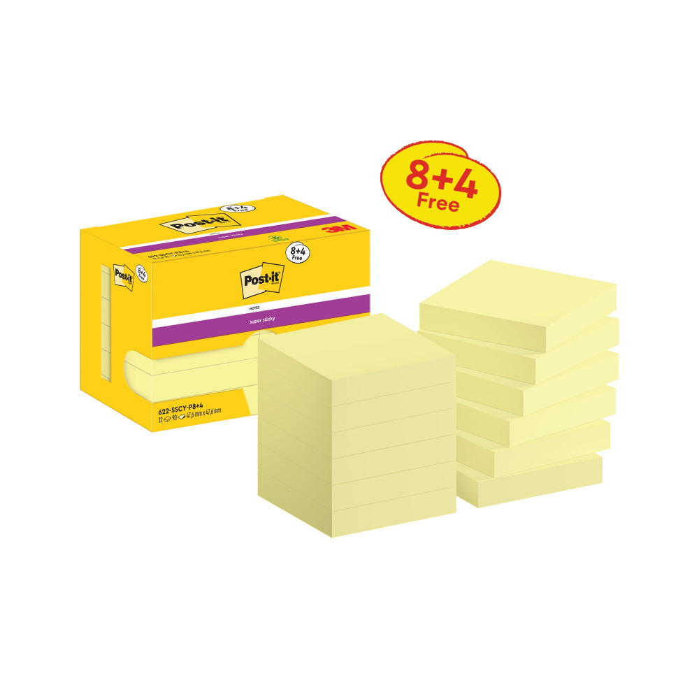 POST-IT S/STICK 47.6X47.6 C/YLW PK12