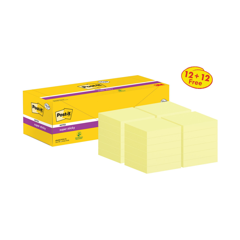 POST-IT S/STICK 76X76 90S C/YLW PK24