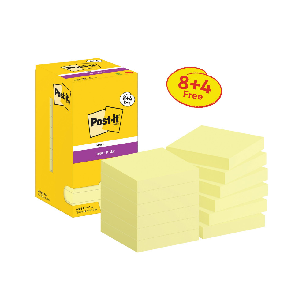 POST-IT S/STICK 76X76 90S C/YLW PK12