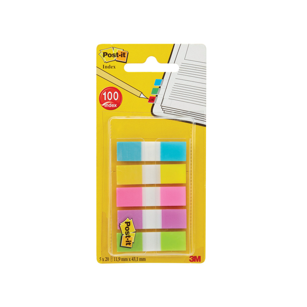 3M POST-IT INDEX 12MM AST PK100