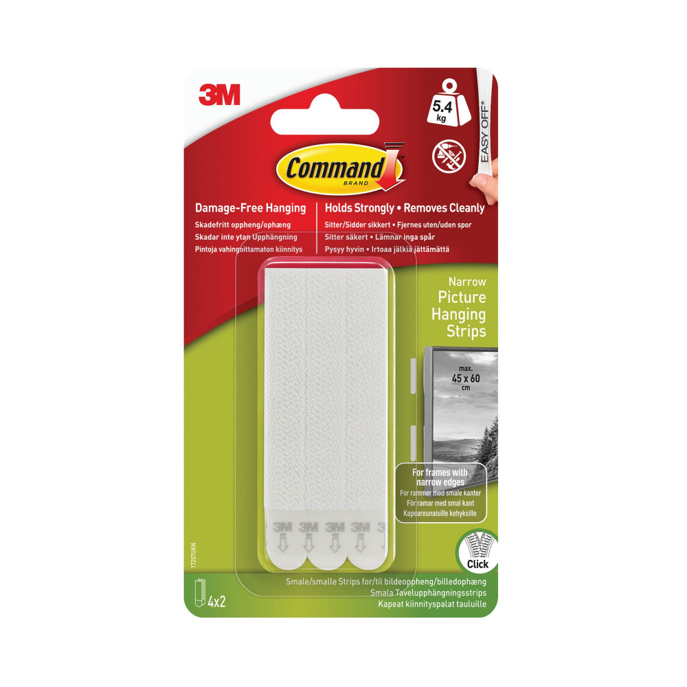 3M COMMAND NARROW PIC HANG STPS PK4