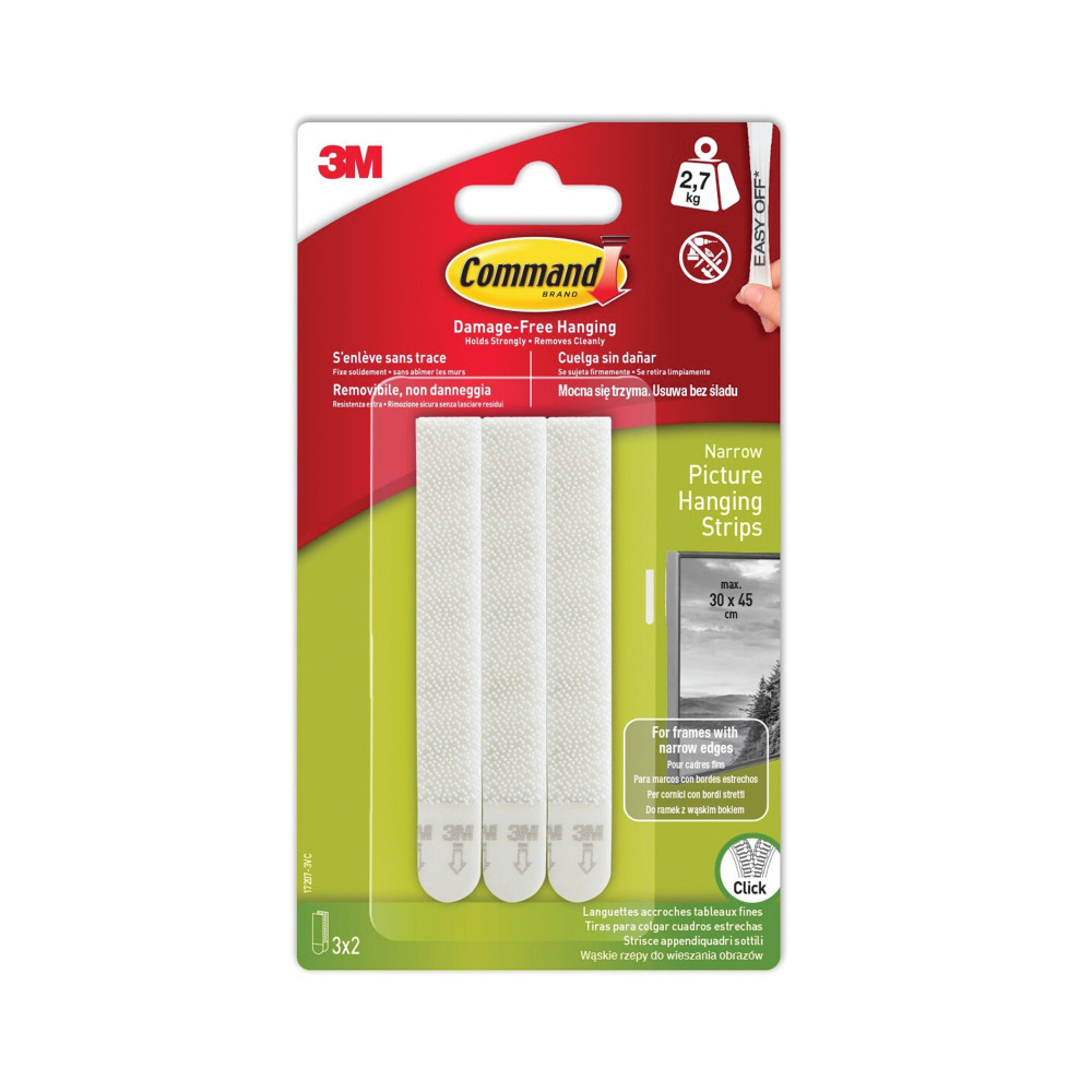 COMMAND NARROW PIC HANG STRIP PK3