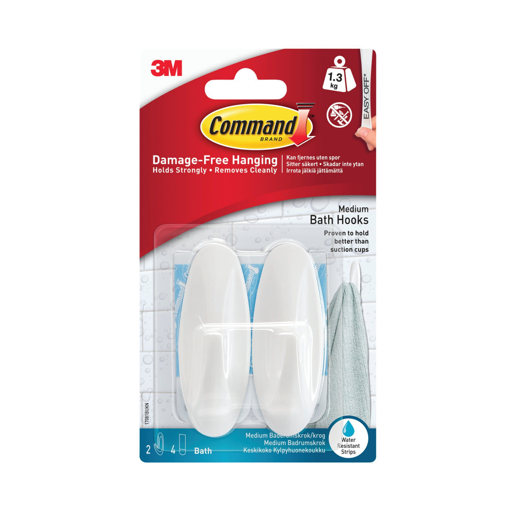 COMMAND BATH MED DESIGNER HOOKS PK2