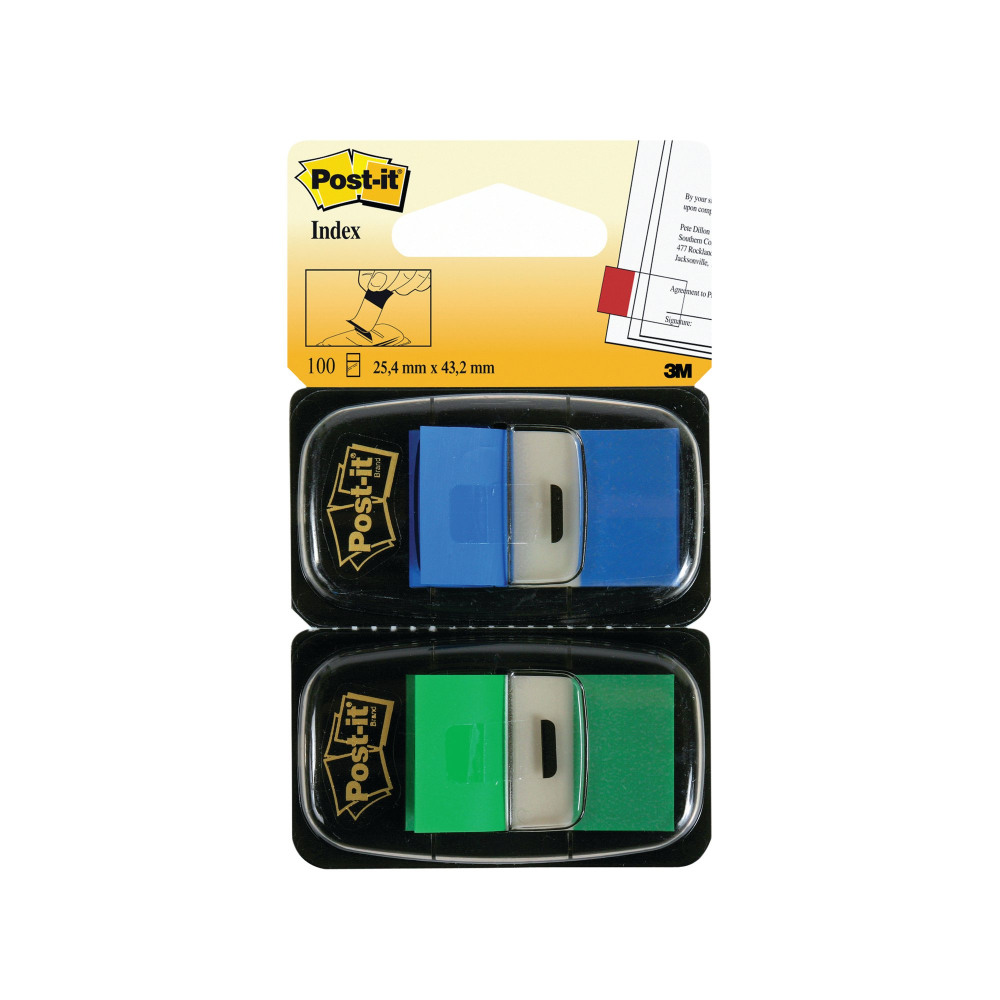 POST-IT GREEN/BLUE INDEX 1IN PK2