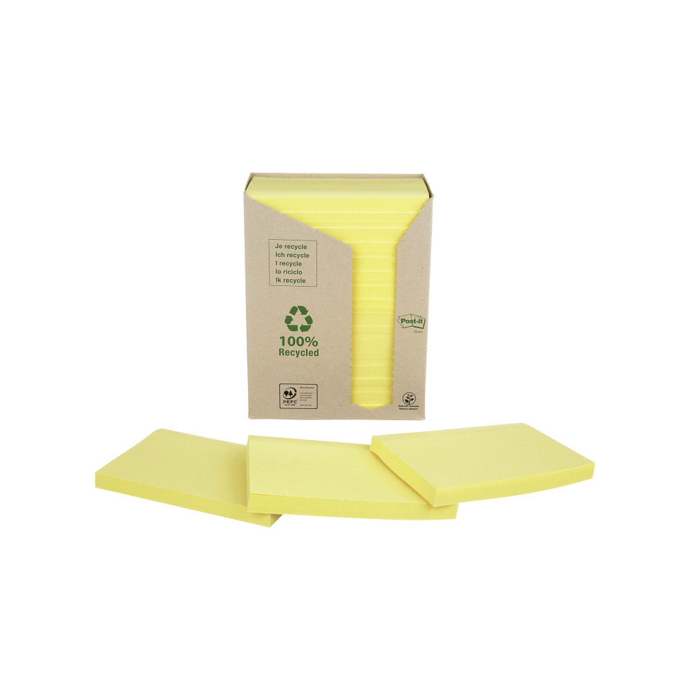 POST-IT RCYCLD 76X127 100SH YLW PK16