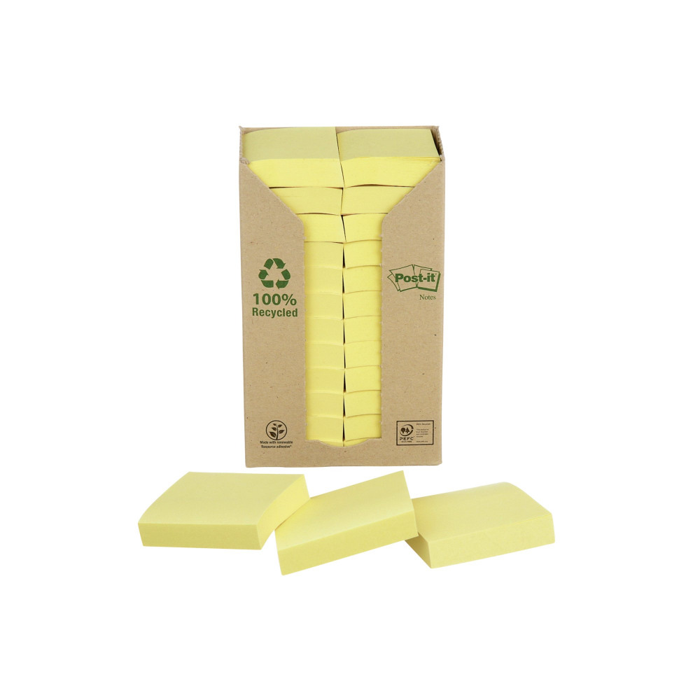 POST-IT RCYCLD 38X51 100SH YLLW PK24