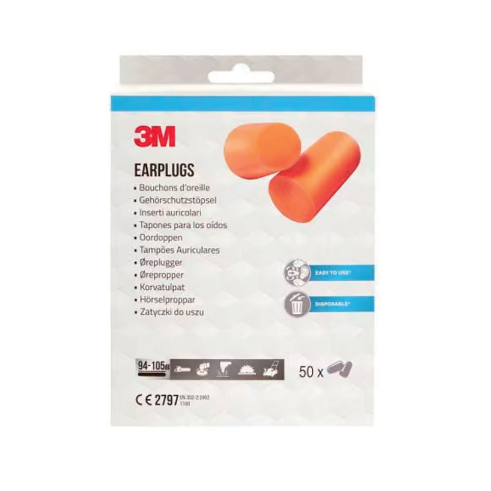 3M EARPLUGS 1100 SOFT FOAM ORG PK50