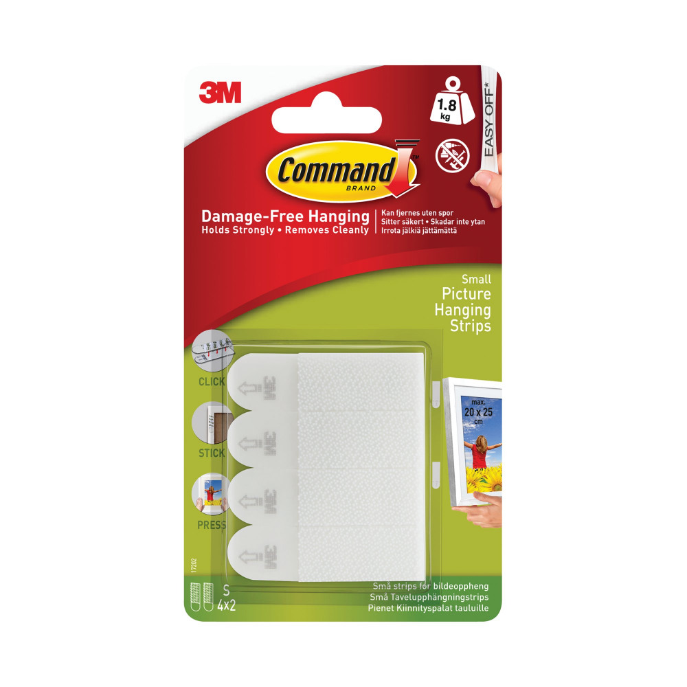 3M COMMAND HANGING STRIPS SMALL PK4