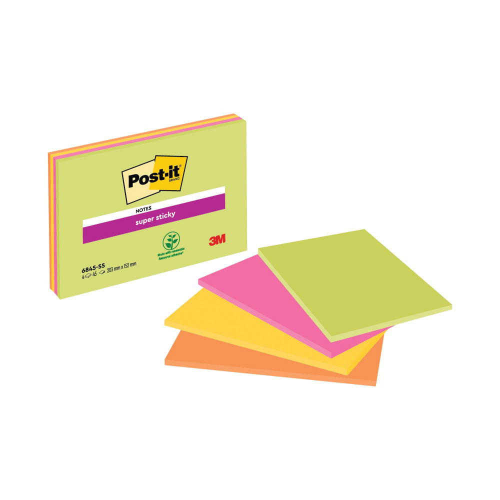 POST-IT MEETNG NTES AST 8X6 45SH PK4