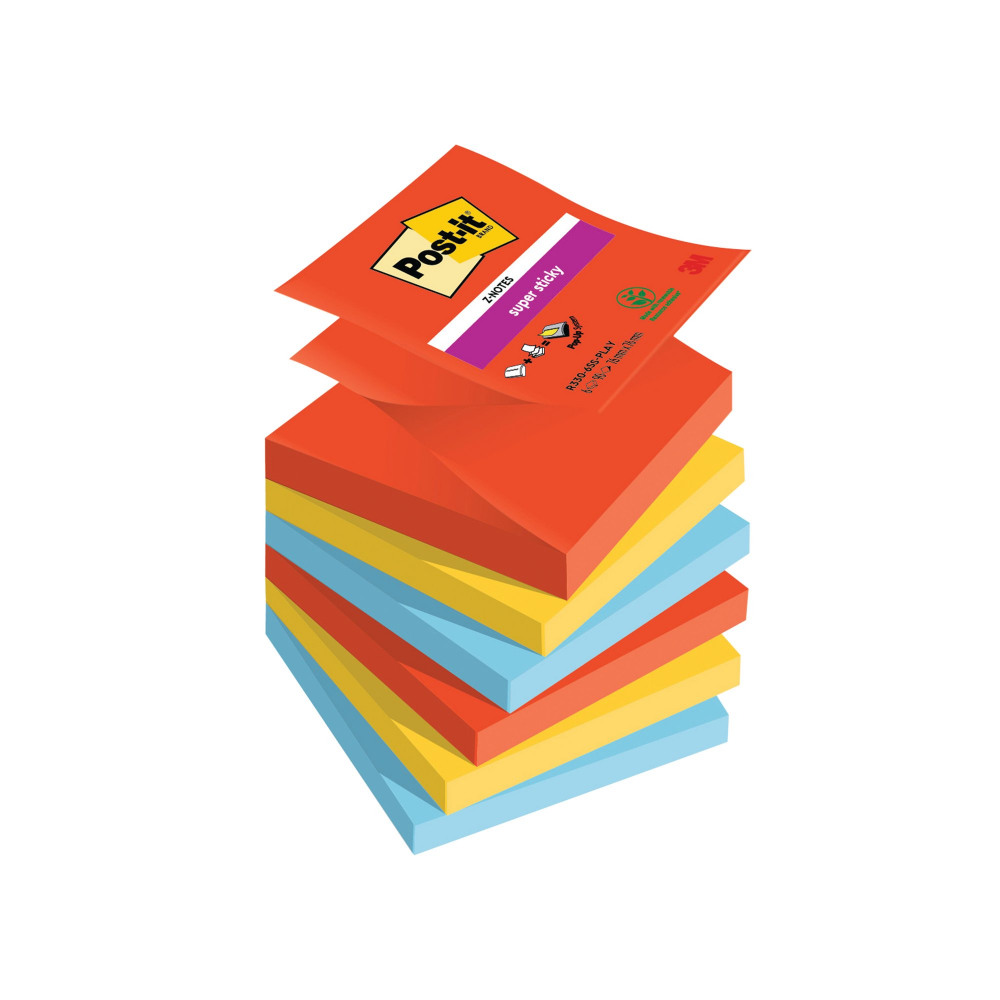 POST-IT Z PLAYFUL 76X76MM 90SHT PK6