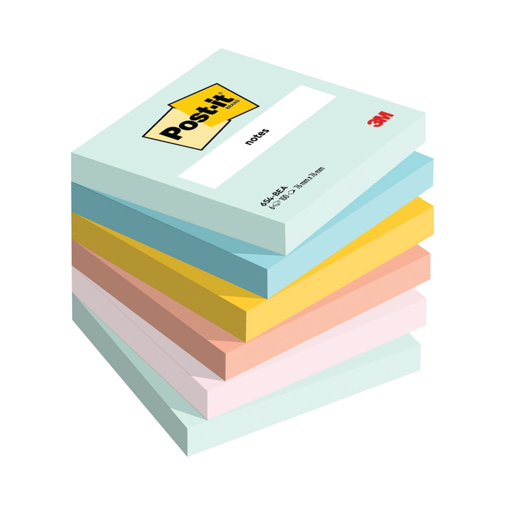 POST-IT BEACHSIDE 76X76MM 100SHT PK6