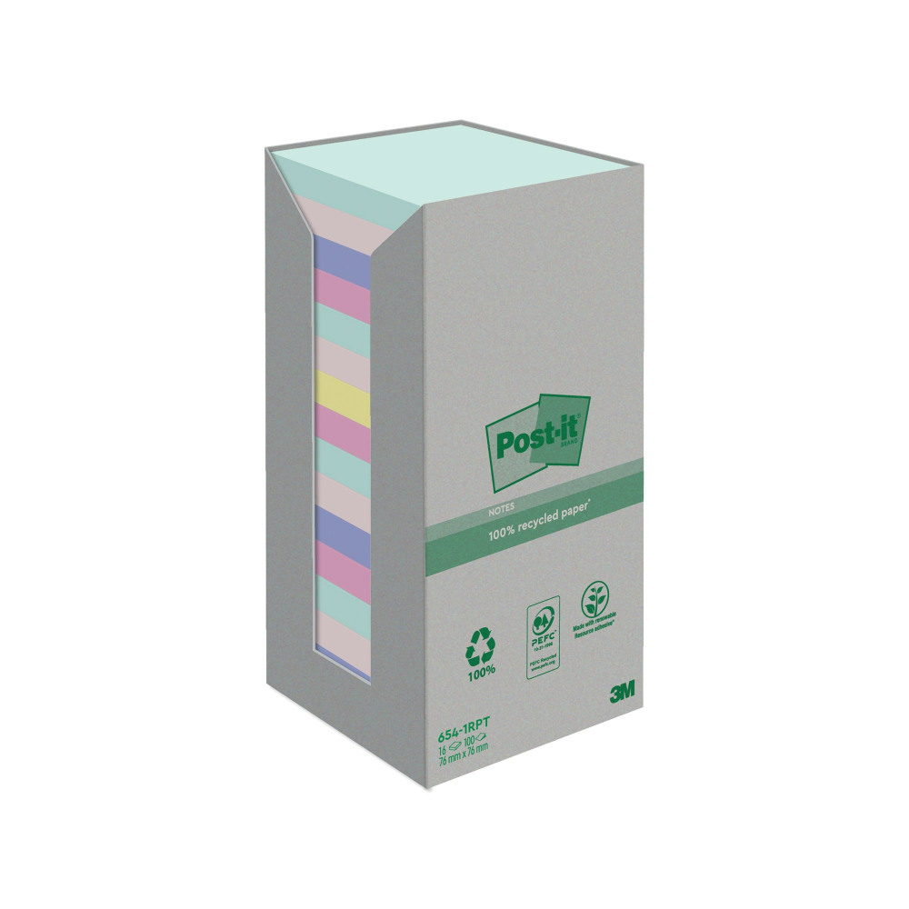 POST-IT RECYCLED ASS 76X76 X100 PK16
