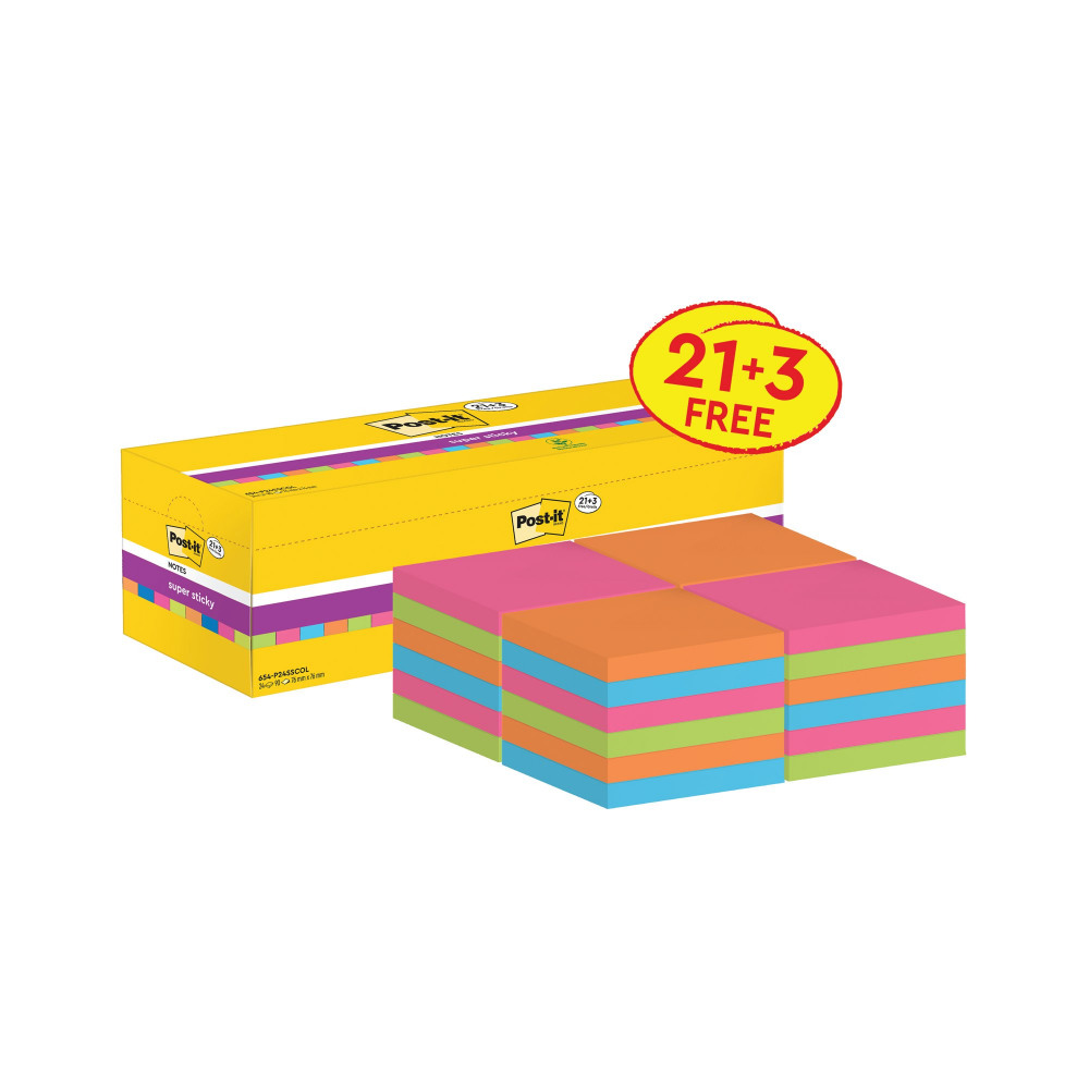 POST-IT SUPER STICKY AST X3FOC PK24