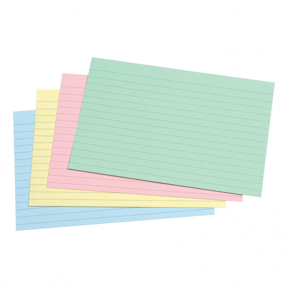 RECD CARDS RULED 152X102MM AST PK100