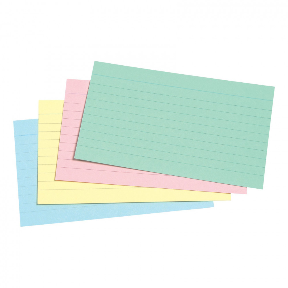 RECD CARDS RULED 127X76MM AST PK100