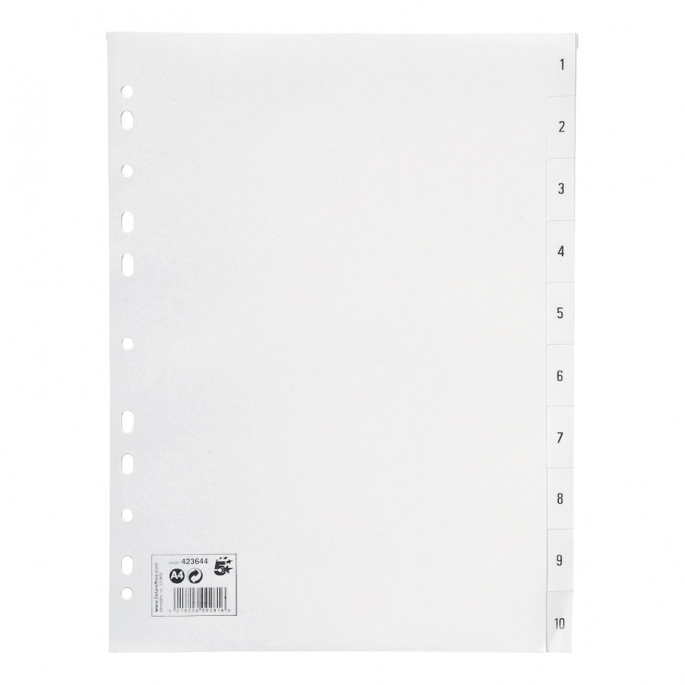INDEX 1-10 MULTIPUNCHED 120MI A4 WHT