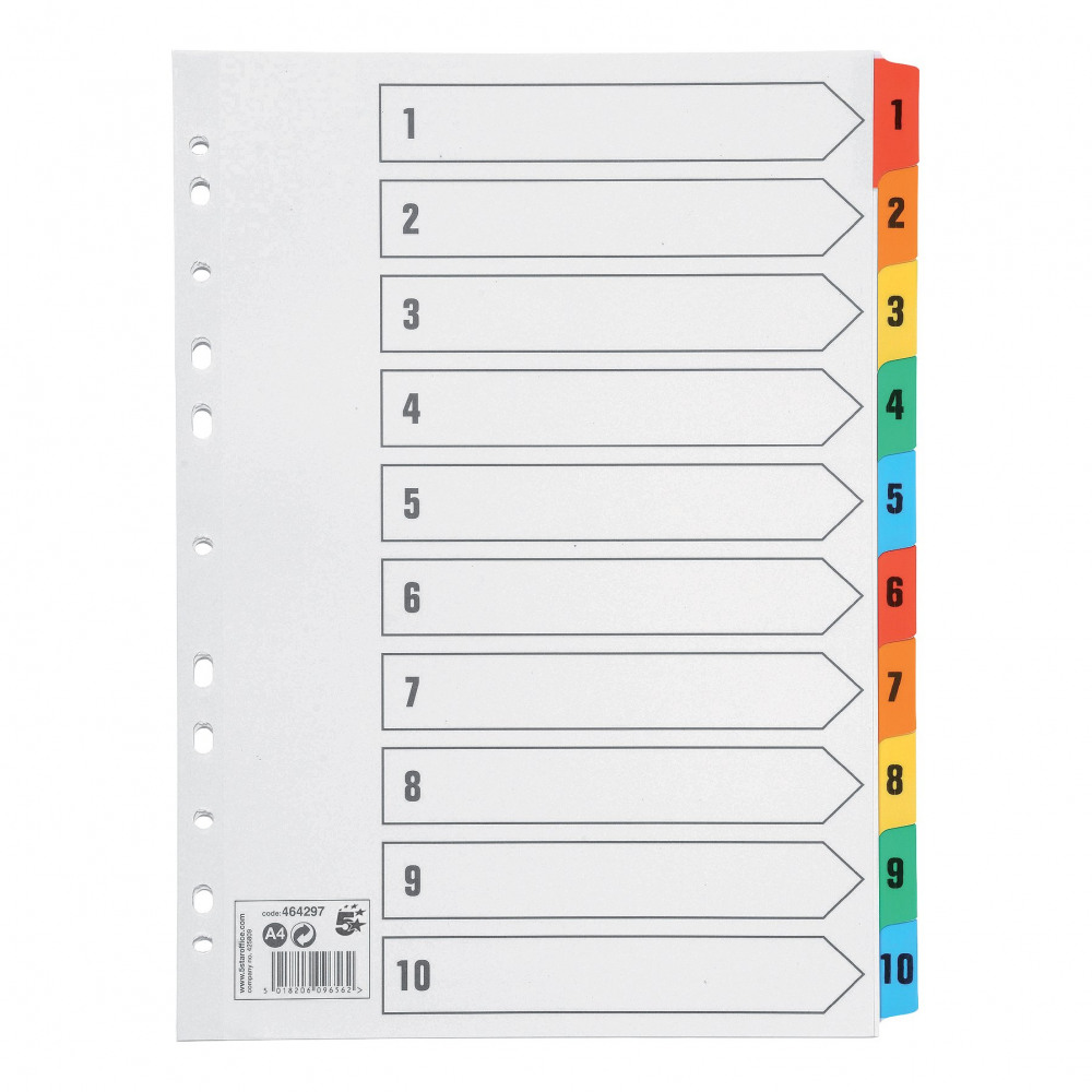 INDEX 1-10 MYLAR-REINF 150GSM A4 WHT