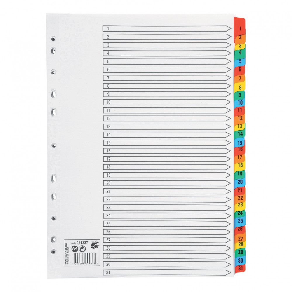 INDEX 1-31 MYLAR-REINF 160GSM A4 WHT