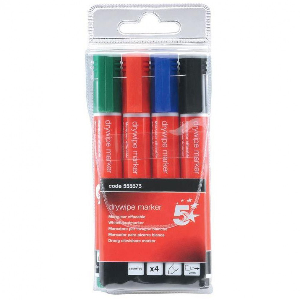 DRYWIPE MARKER BULLET AST PK4