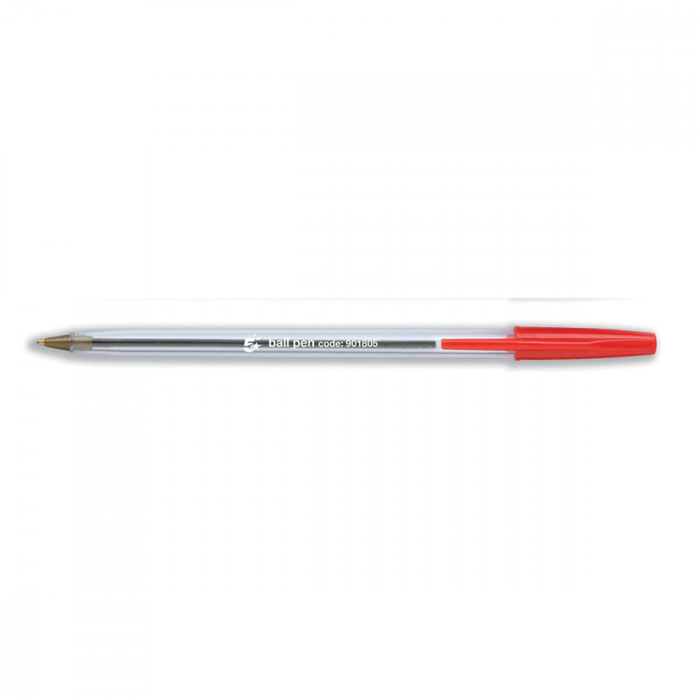 BALL PEN CLR BARREL MEDIUM RED PK50