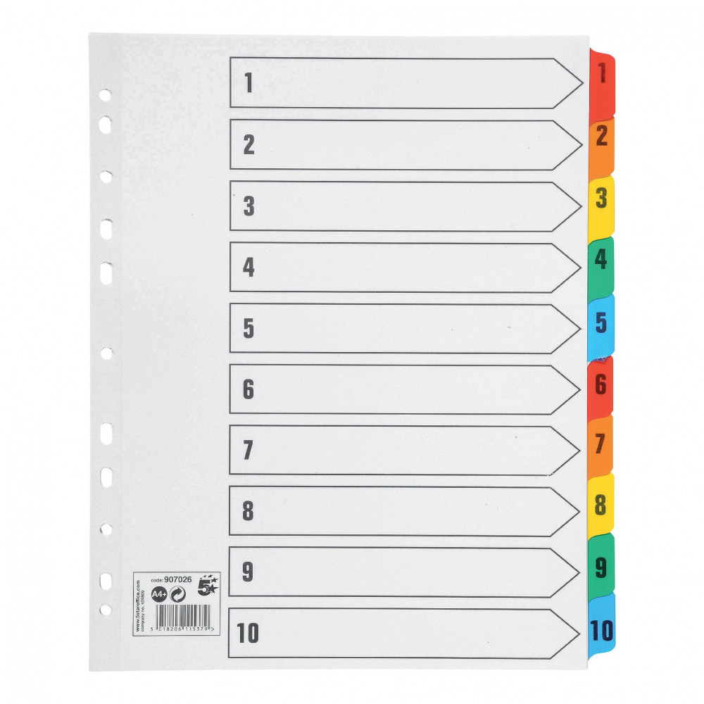 MAXI INDEX 1-10 TAB EXT WIDE A4+ WHT