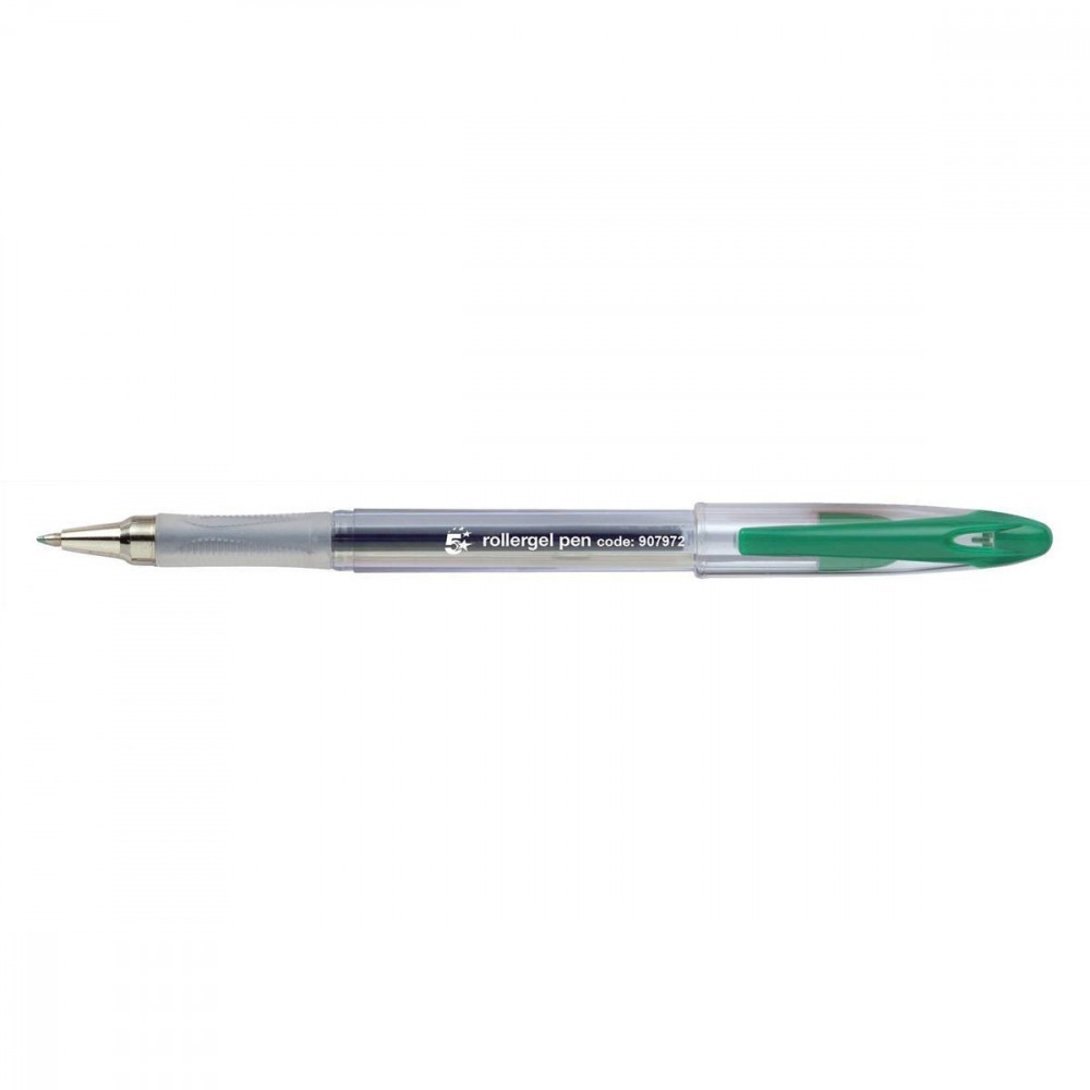 ROLLER GEL PEN CLEAR BARREL GRN PK12