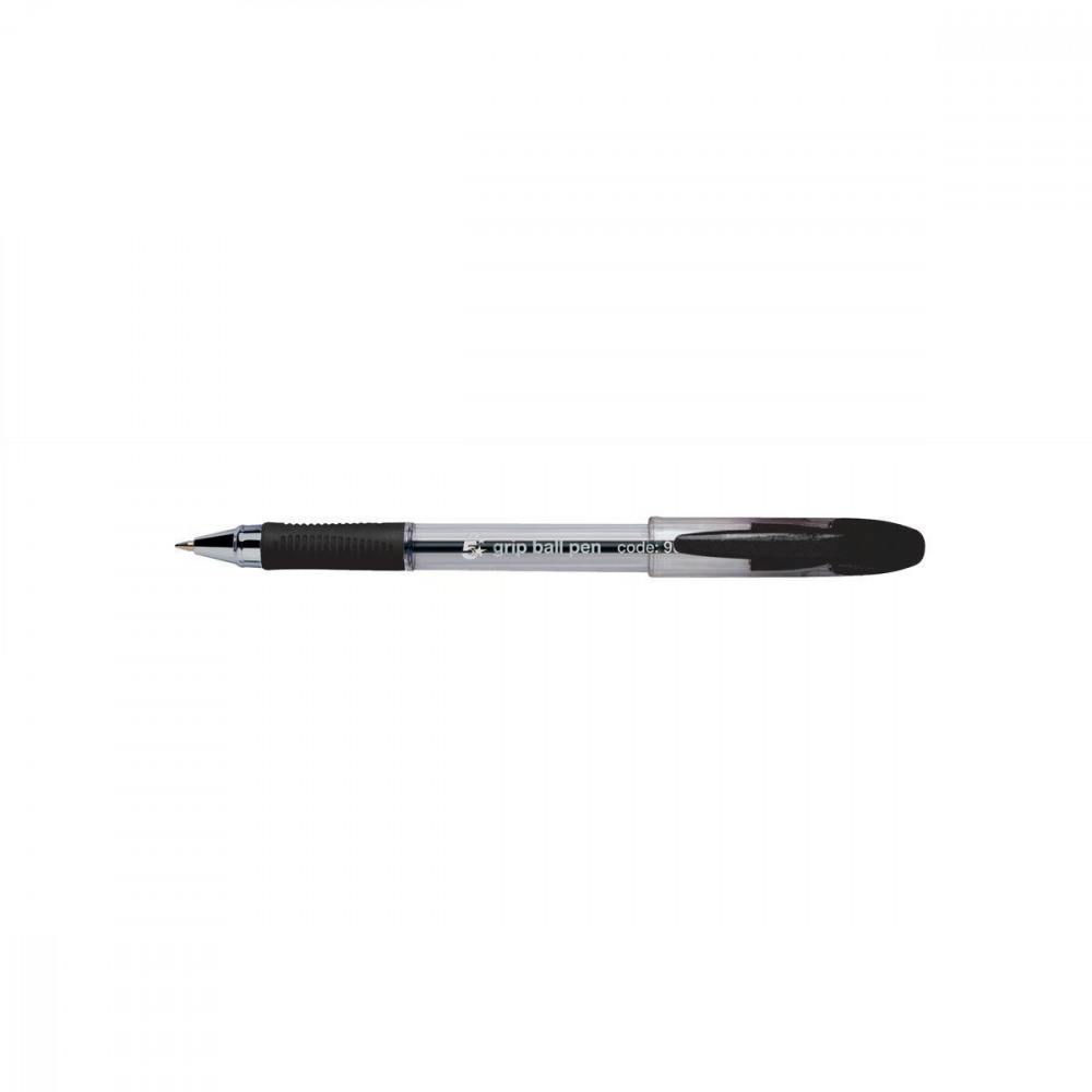 ELITE RUBBER GRIP BALL PEN BLK PK12