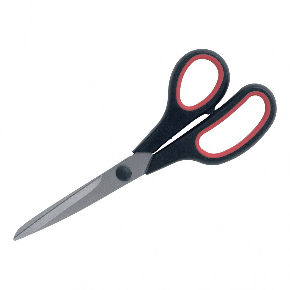 SCISSORS 210MM RUBBER/SSTEEL BLK/RED