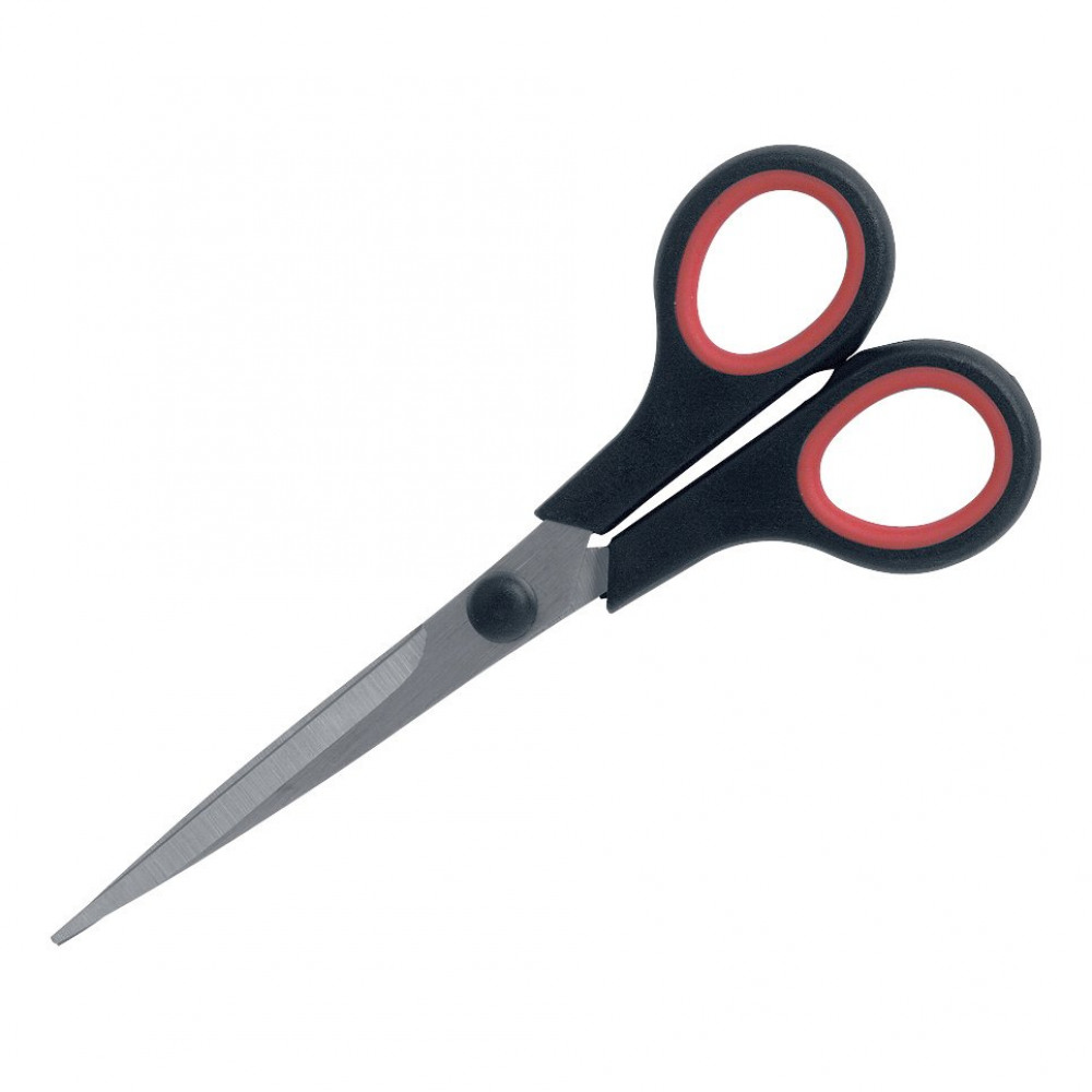 SCISSORS 155MM RUBBER/SSTEEL BLK/RED