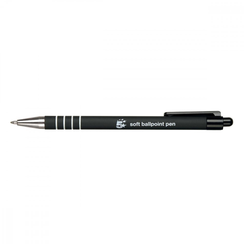 RETR BALL PEN SOFT GRIP MED BLK PK12