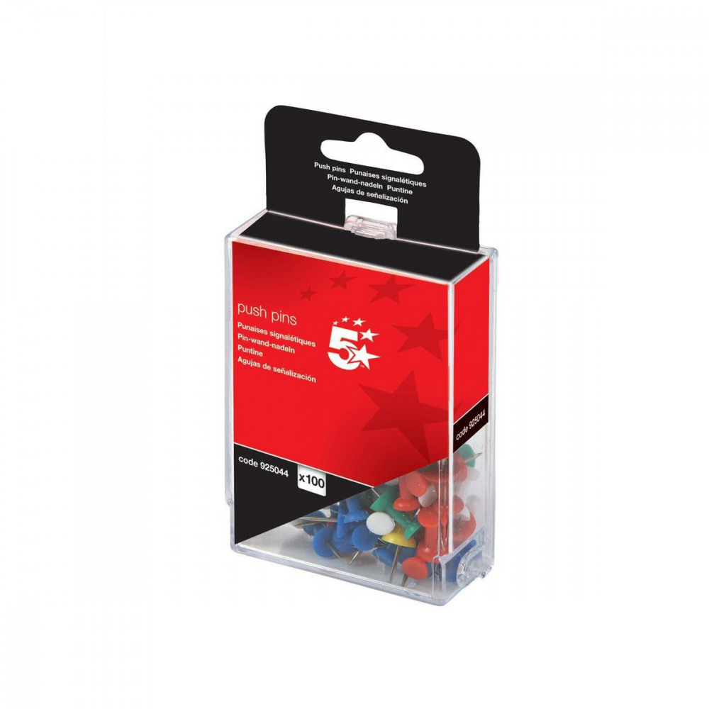 PUSH PINS 7MM HEAD AST OPAQUE PK100
