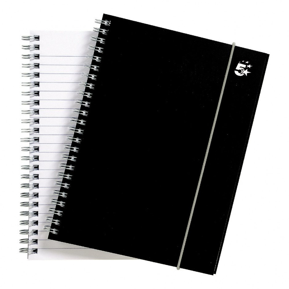 NOTEBOOK RULED 160PP A5 BLACK PK6