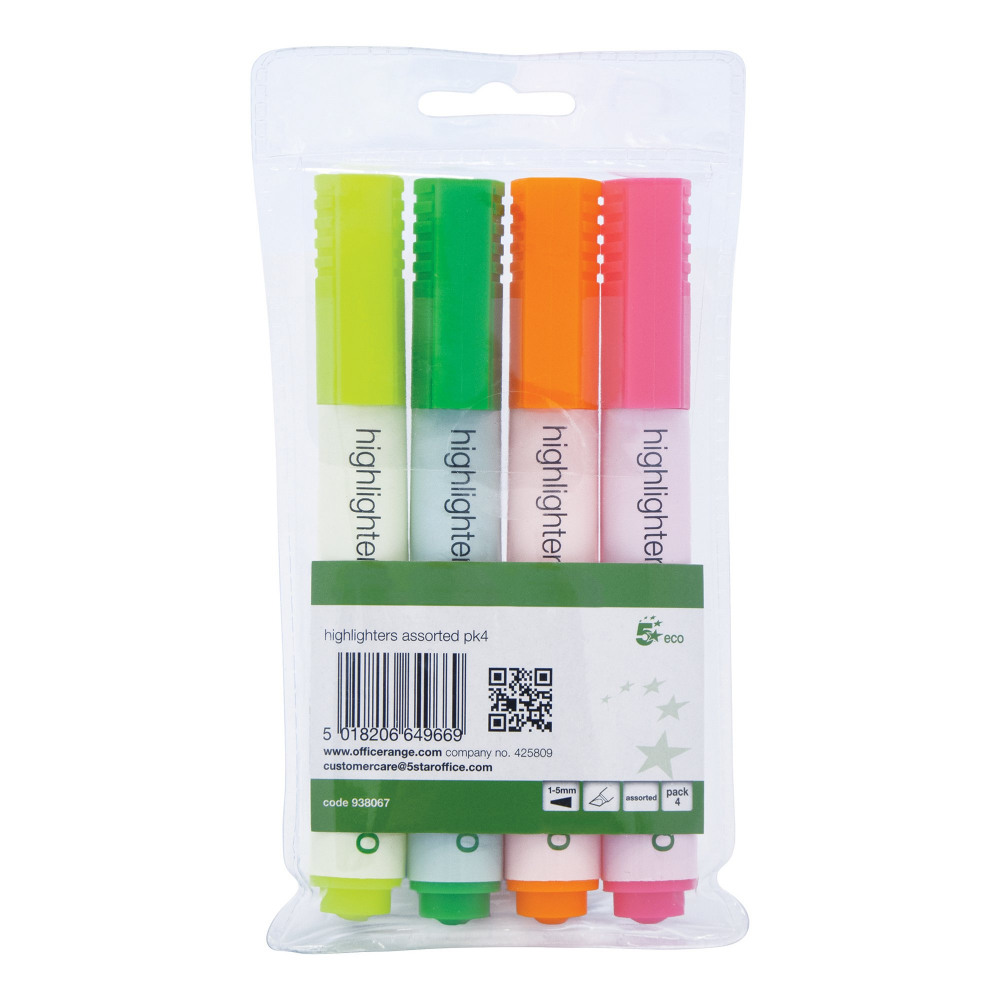 ECO HIGHLIGHTER CHISEL WLT AST PK4