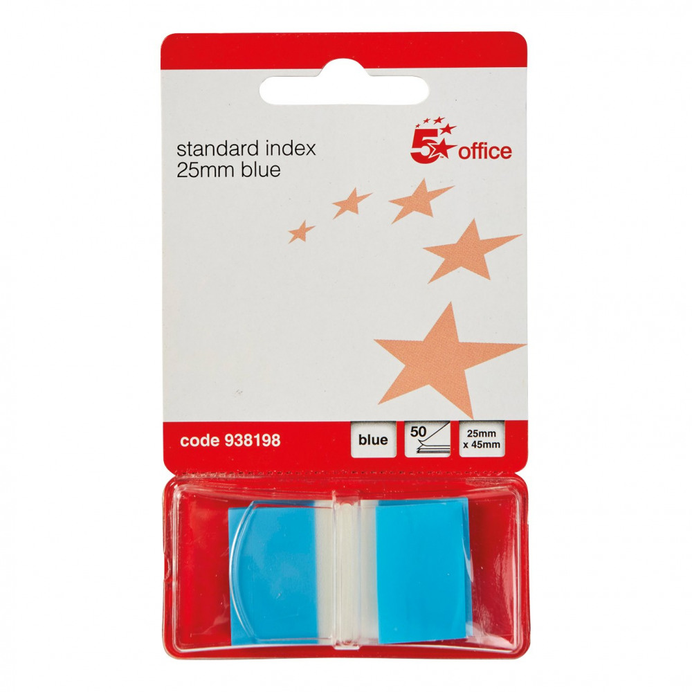 STANDARD INDEX FLAGS 25X45MM BLU PK5