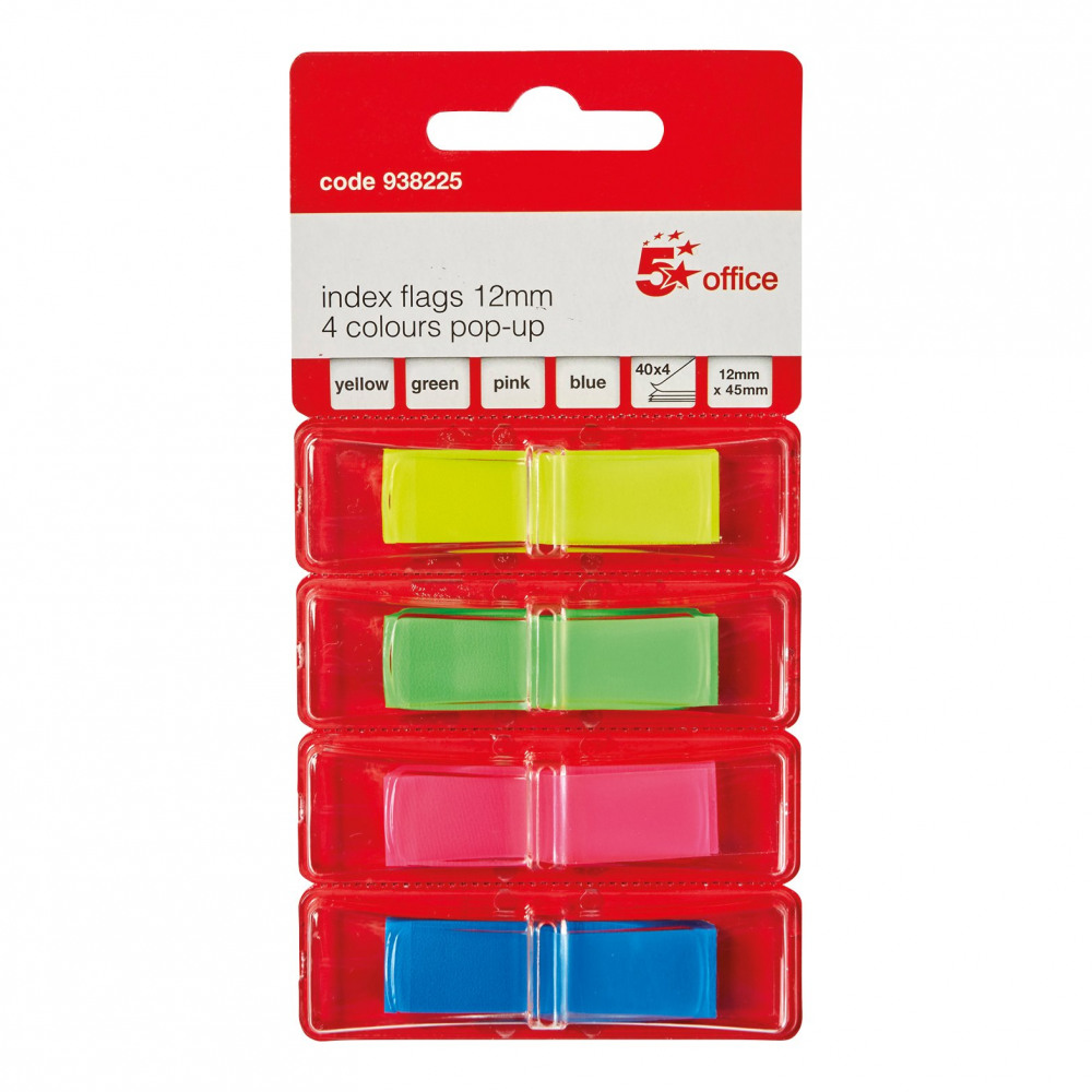 INDEX FLAGS 12X45MM 40 FLAGS/COL PK5