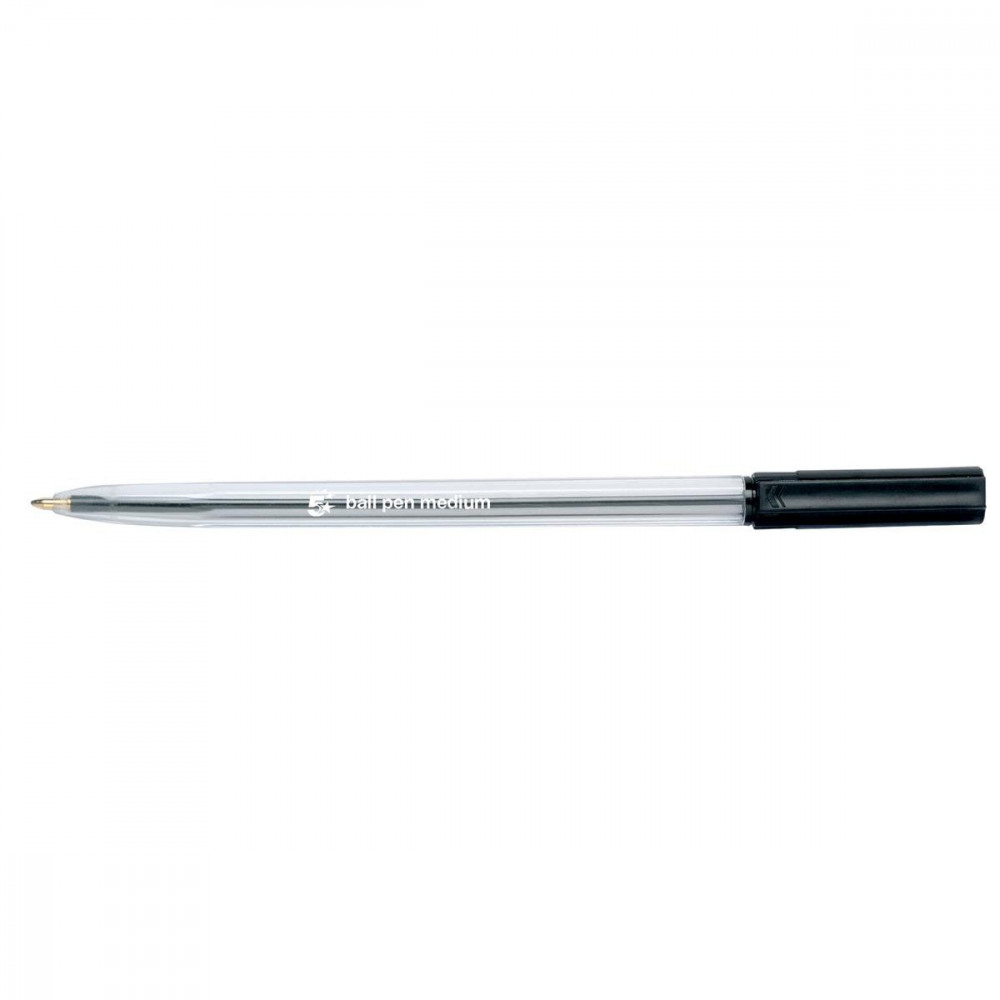 BALL PEN CLR BARREL MED BLACK PK20