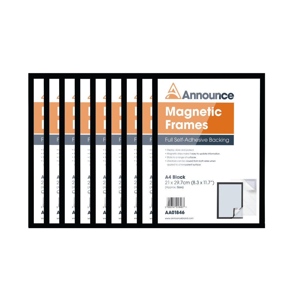 ANNOUNCE MAGNETIC FRAMES A4 BLK PK10