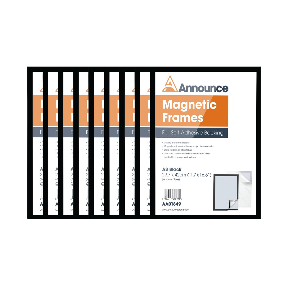ANNOUNCE MAGNETIC FRAMES A3 BLK PK10
