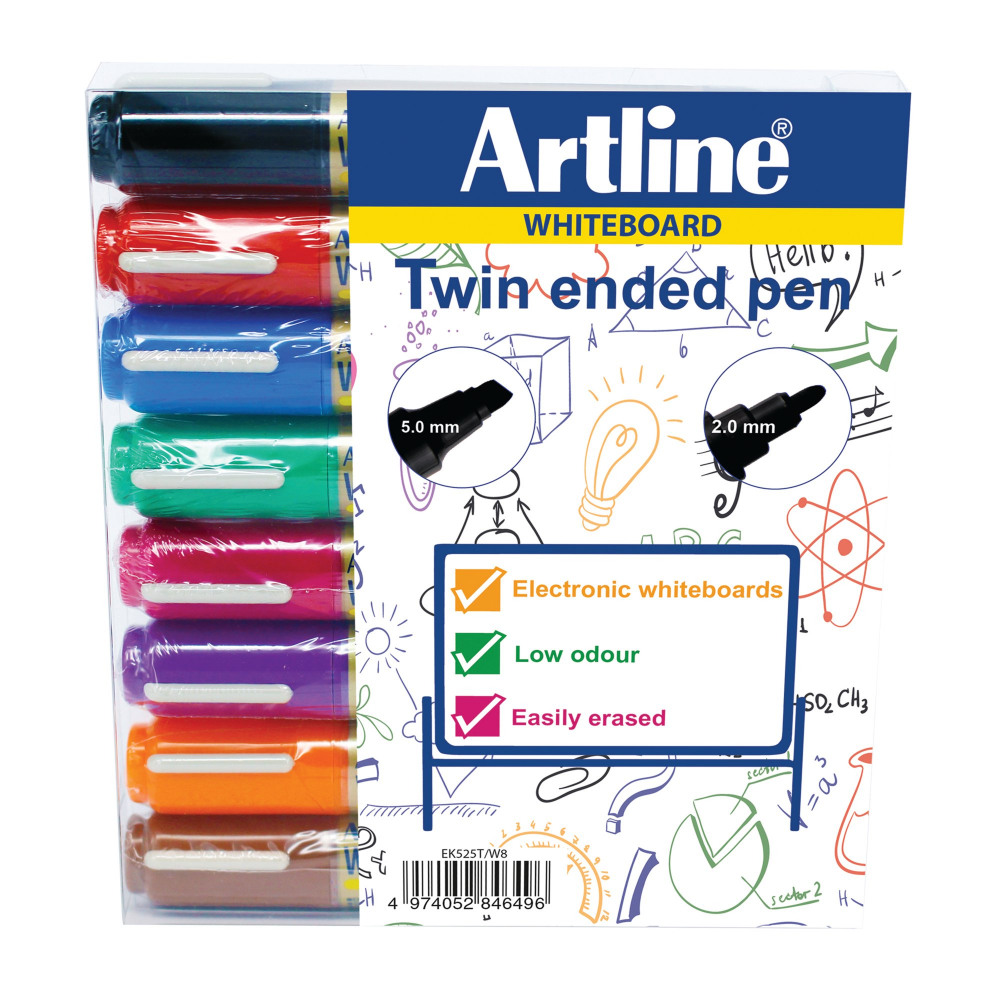 ARTLINE 2IN1 DRY MRKR CHISL ASS PK8