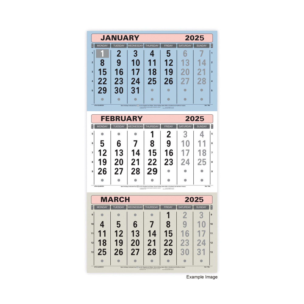 AT-A-GLANCE 3 MONTHLY CALENDAR 2025