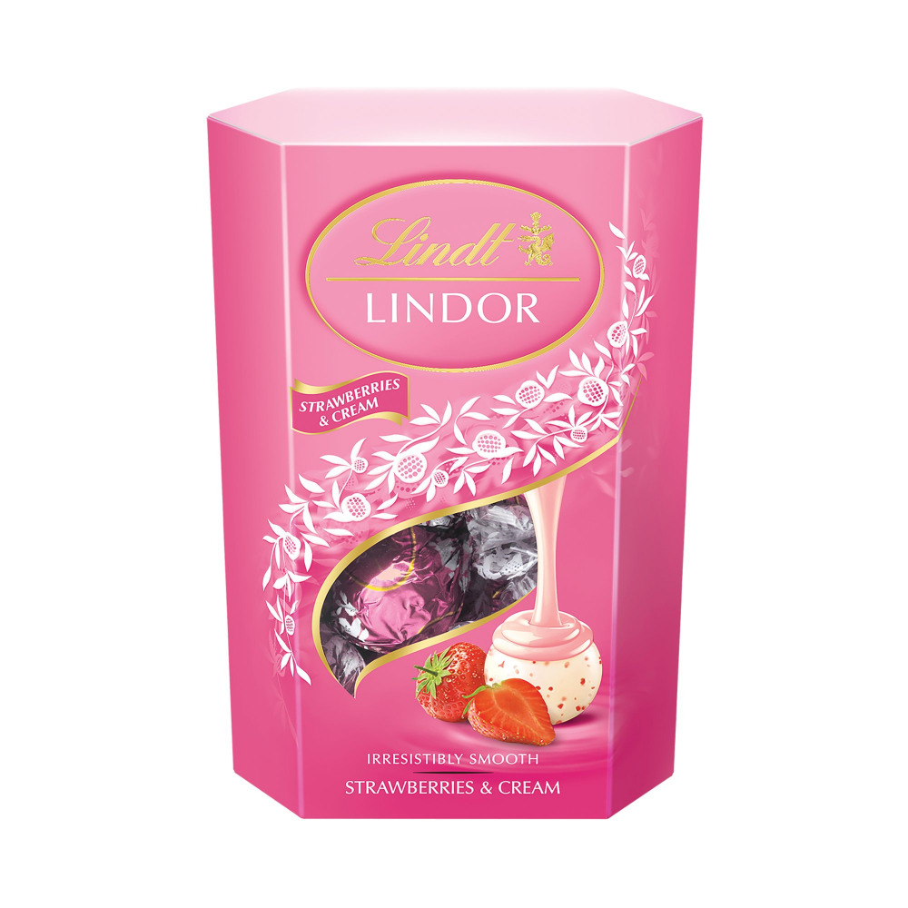 LINDT LINDOR STRAW/CREAM CORNET 200G