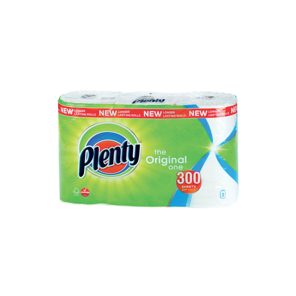 PLENTY KITCHEN ROLL 100 SHEETS PK 3