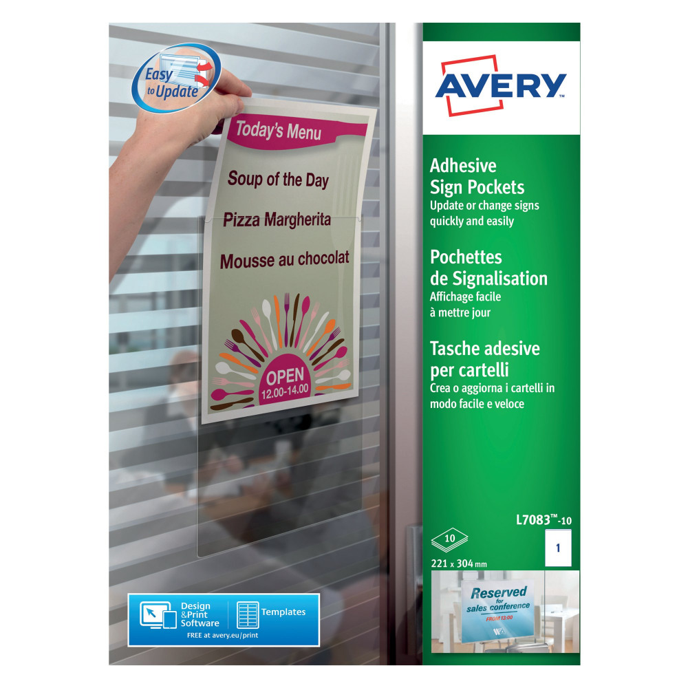AVERY/AD SGN PKTS 221X304MM PK10