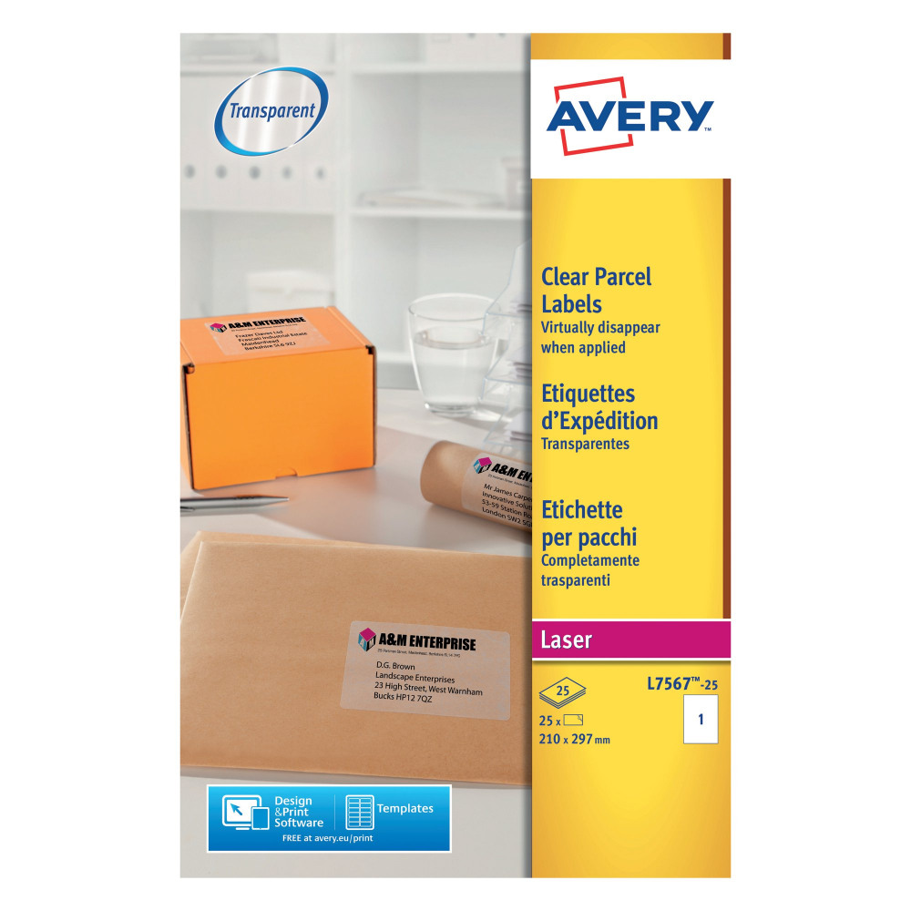 AVERY CLEAR LASER LBL L7567-25 25SHT