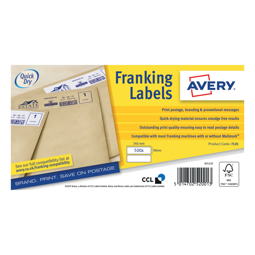 AVERY FRANK LBLS WHT MAN BX 1000