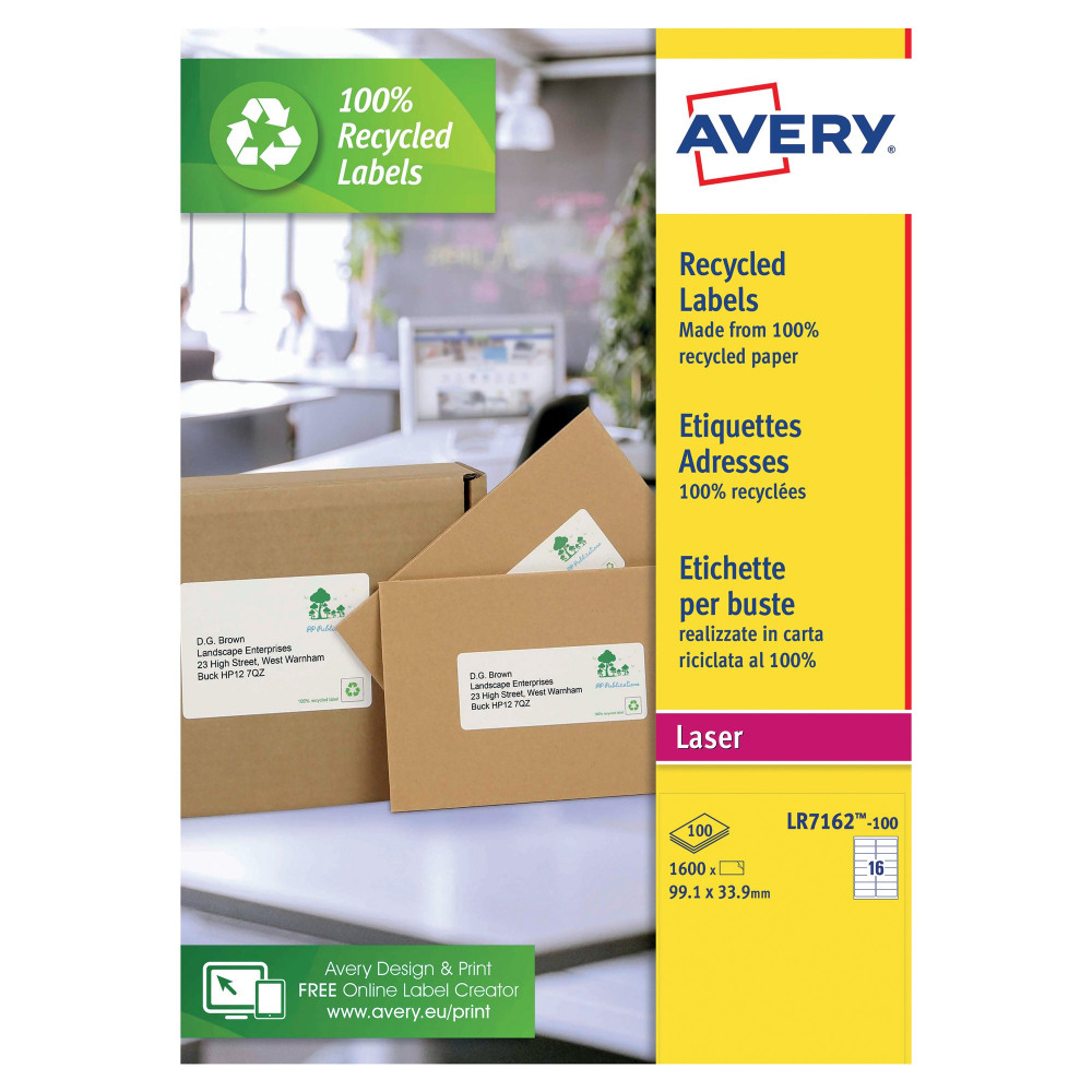 AVERY RCY AD LSR LBL 99.1X33.9 PK100