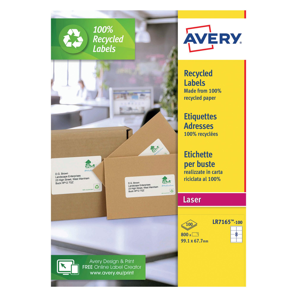 AVERY RCY AD LSR LBL 99.1X67.7 PK100