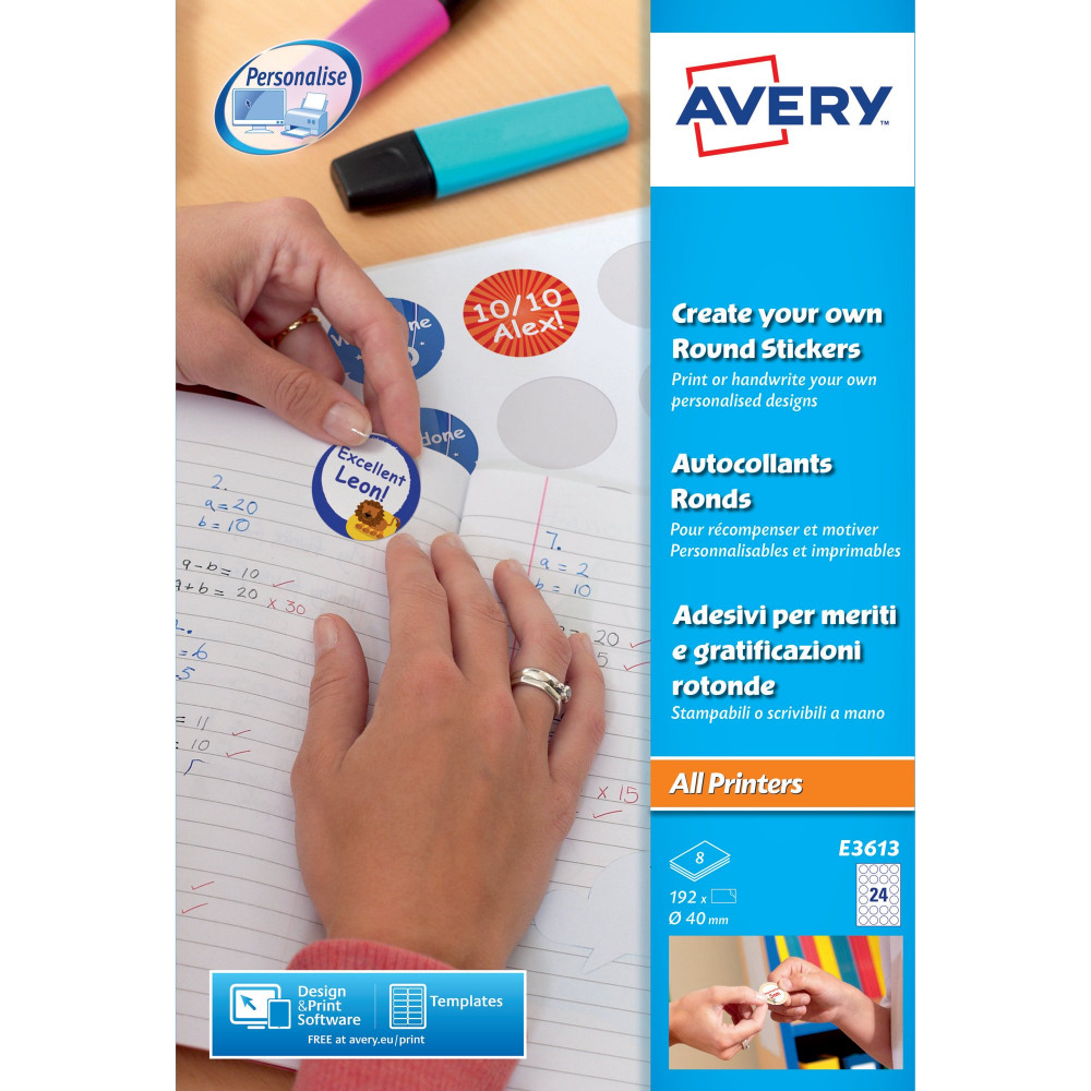 AVERY CREATE YOUR OWN RND STICKR PK8