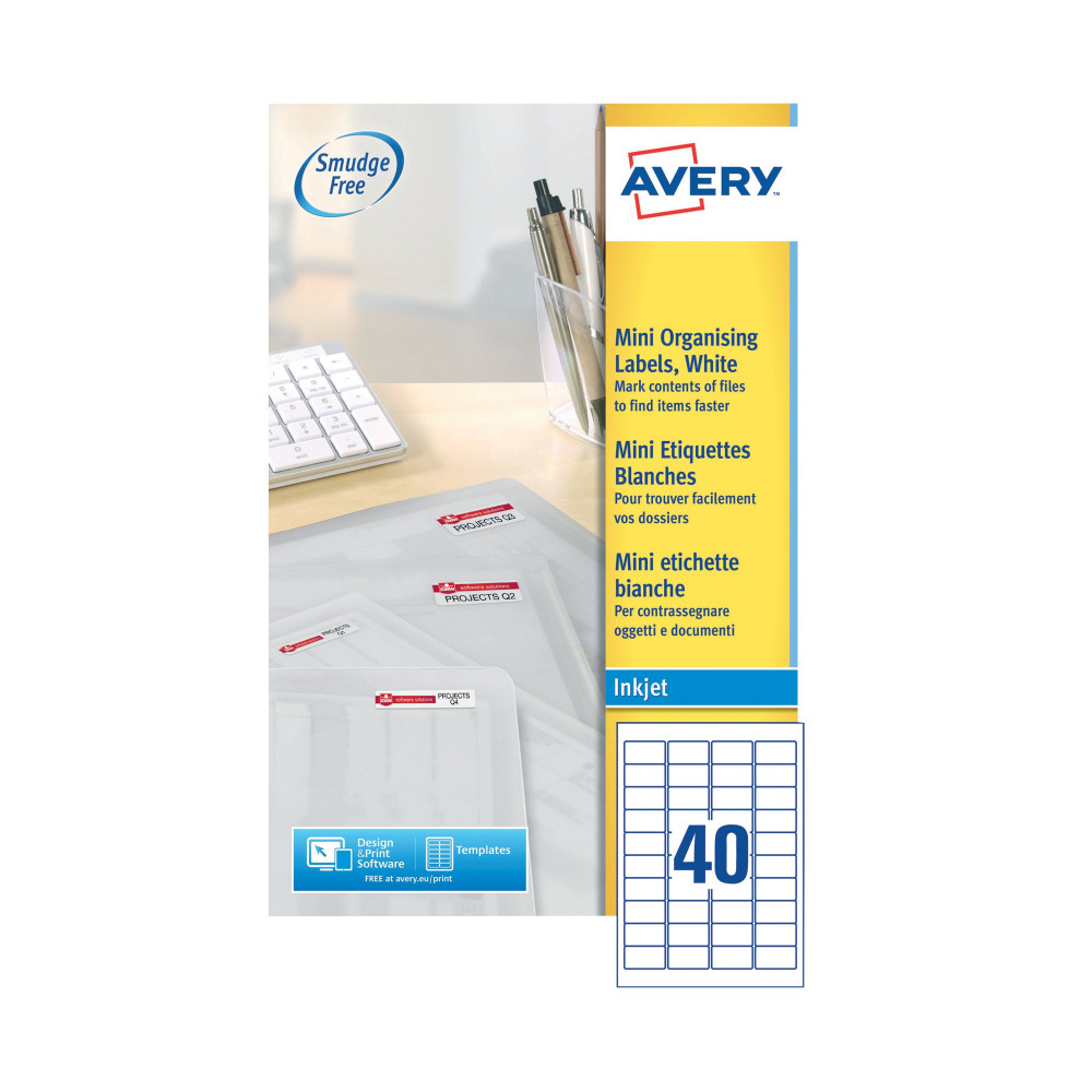 AVERY MINI LBLS WHT 40L/SH IJET BX25