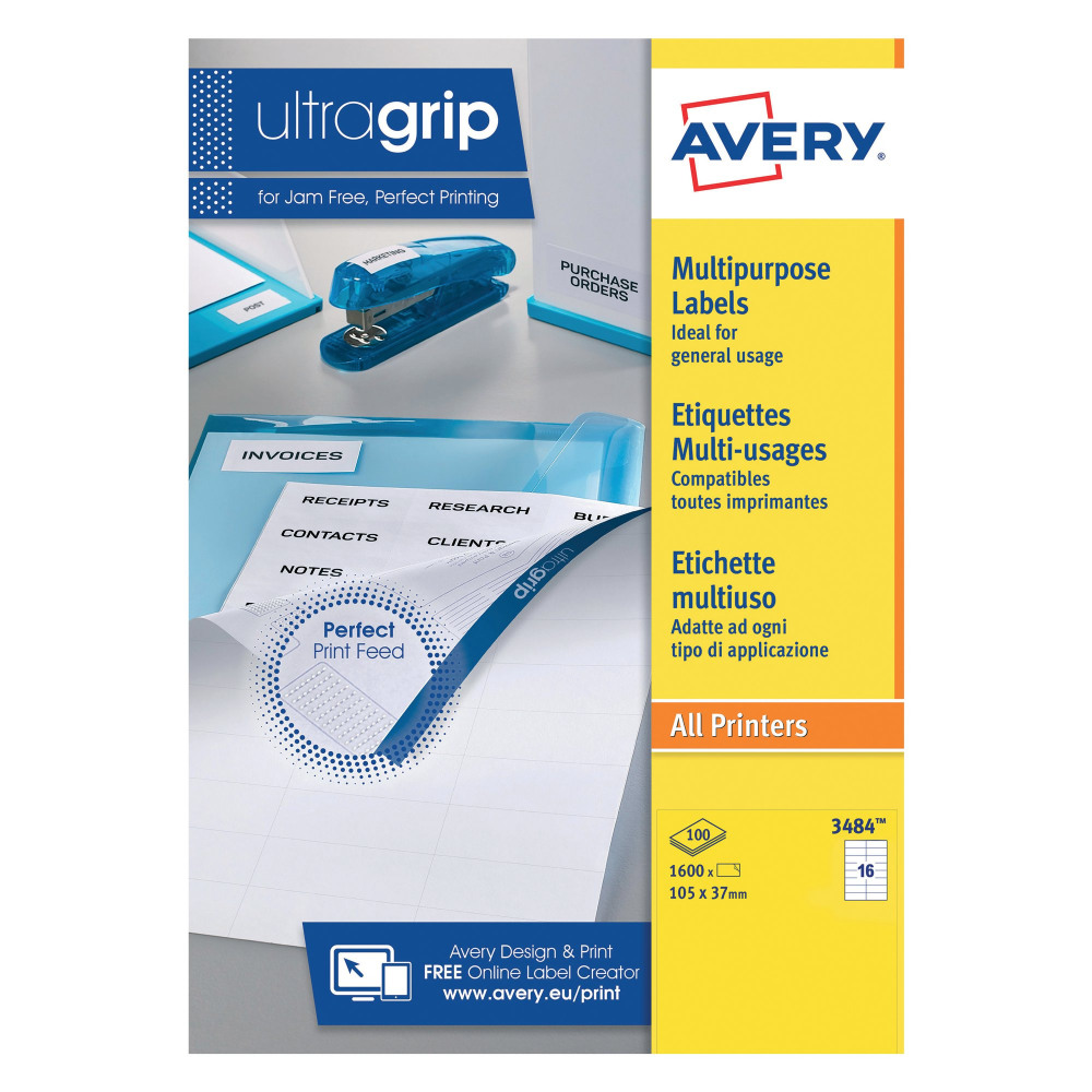AVERY ULTRAGRIP MLBL 105X37MM PK1600